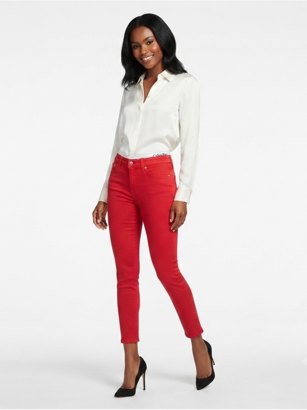 Calvin Klein Red Skinny Crop Jeans Size 8